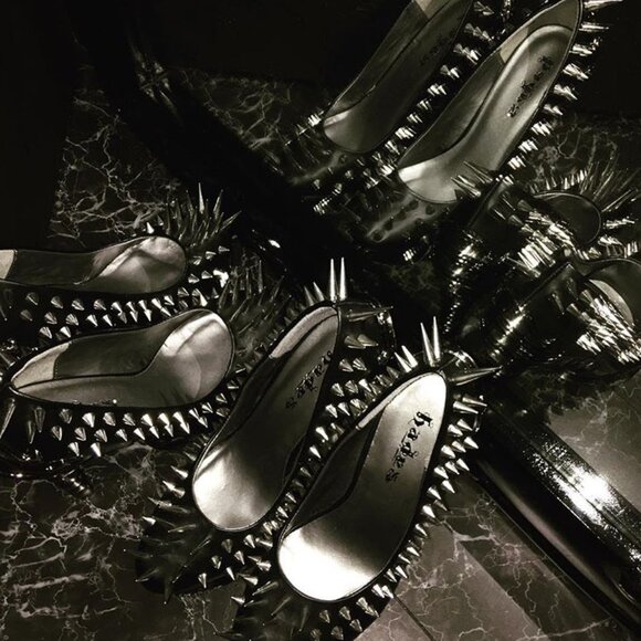 Hades ZETTA Spiked Black Pump Metallic Spinal 5" Heel 6-7-8-9-10-11 M/B Width - Picture 12 of 15